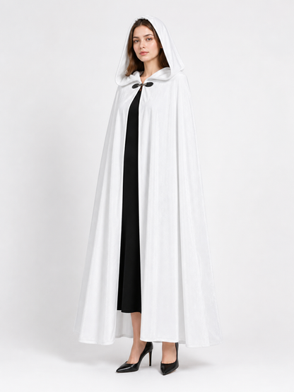 Long White Hooded Carnival Cloak