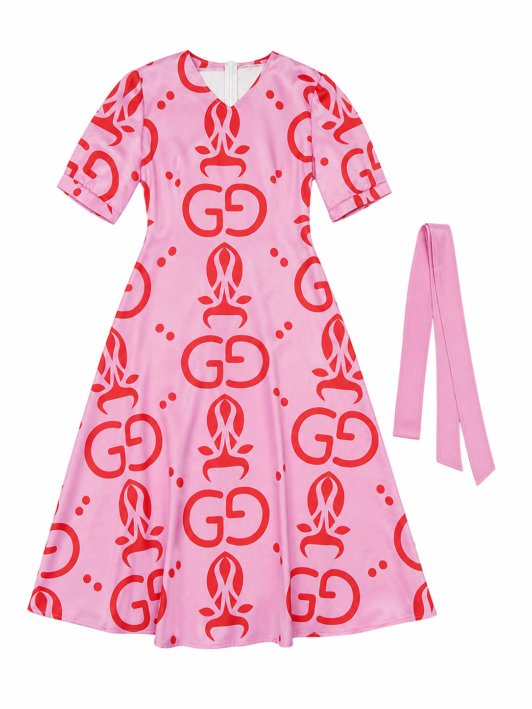 Cosplay dress with print and belt, short sleeves