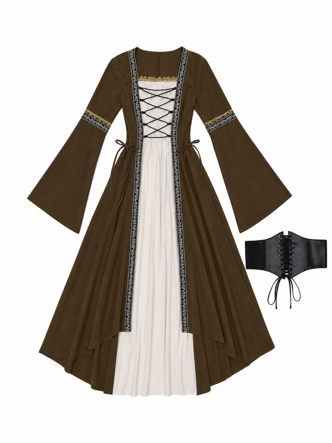 Long Gothic Lace-Up Dress Costume