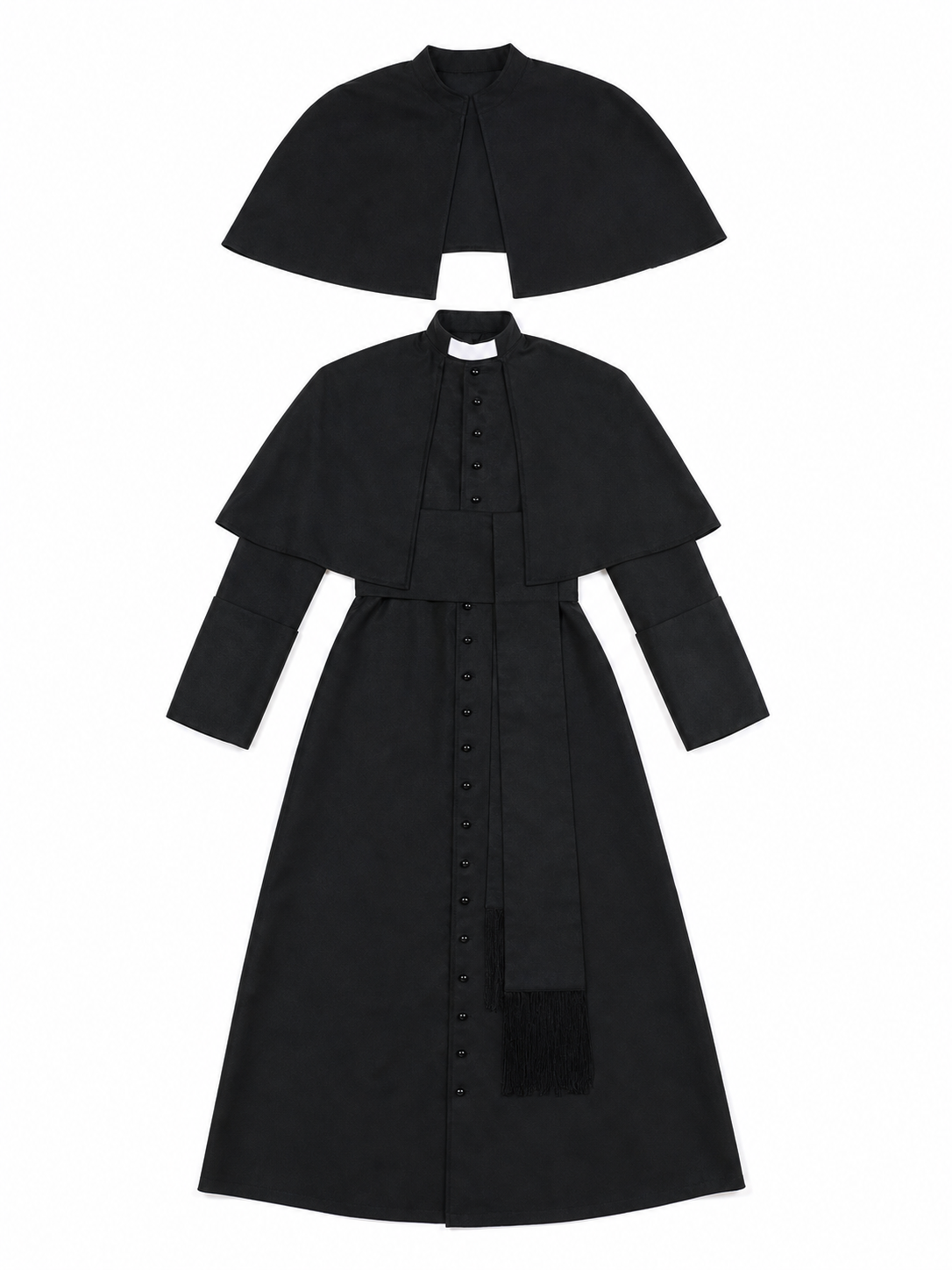 Black Halloween Cosplay Cassock with Cross