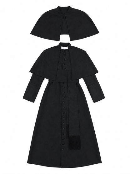 Black Halloween Cosplay Cassock with Cross