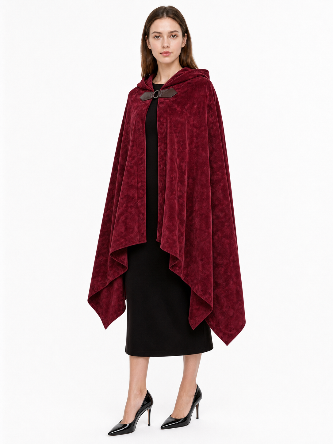Burgundy Hooded Carnival Cloak