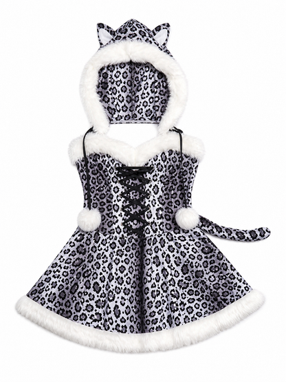 Leopard Costume Dress with Hood and Tail