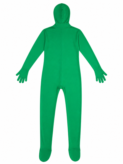 Green face-covering morph suit for cosplay