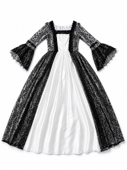 Gothic Vintage Floor-Length Dress with Sleeves