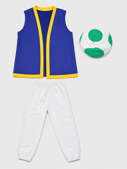 Cosplay Costume: Vest, Pants, and Mushroom Hat