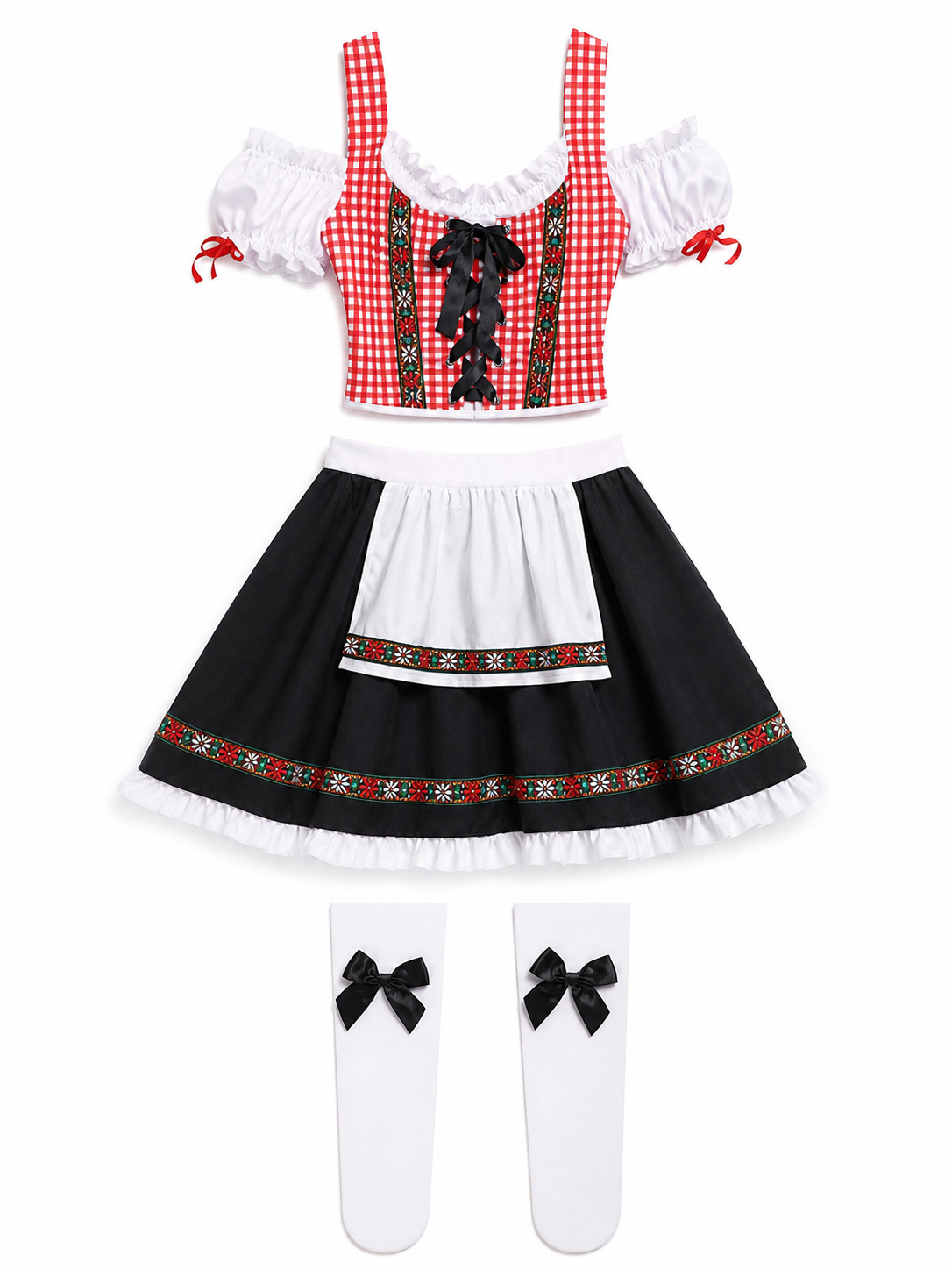 Historical German costume with apron and bow