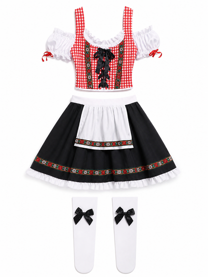 Historical German costume with apron and bow