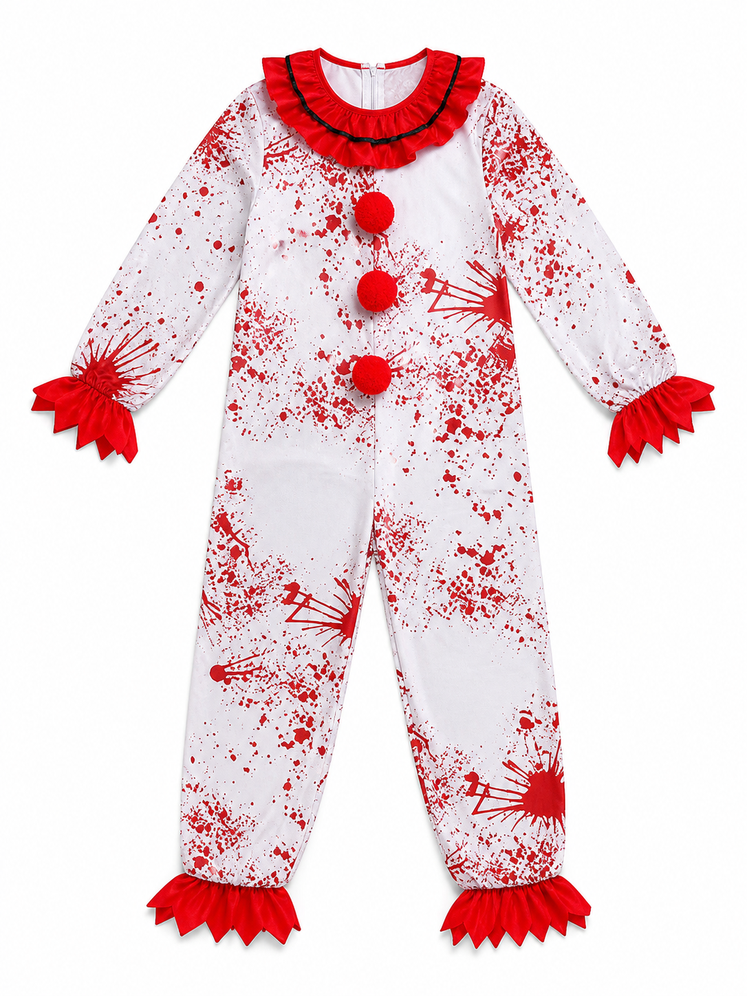 Clown Costume Jumpsuit with Red Accents