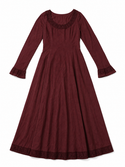 Black Medieval Maxi Dress with Long Sleeves