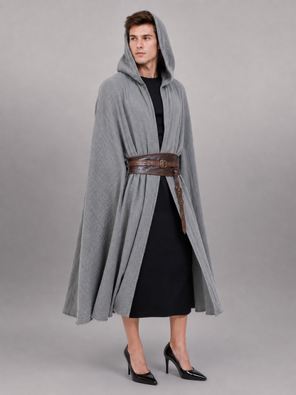 Gray Hooded Costume Cloak for Cosplay