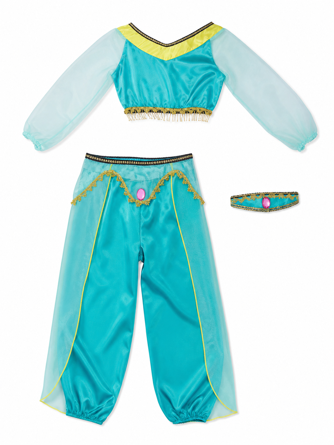 Children's dance costume, green, with headband