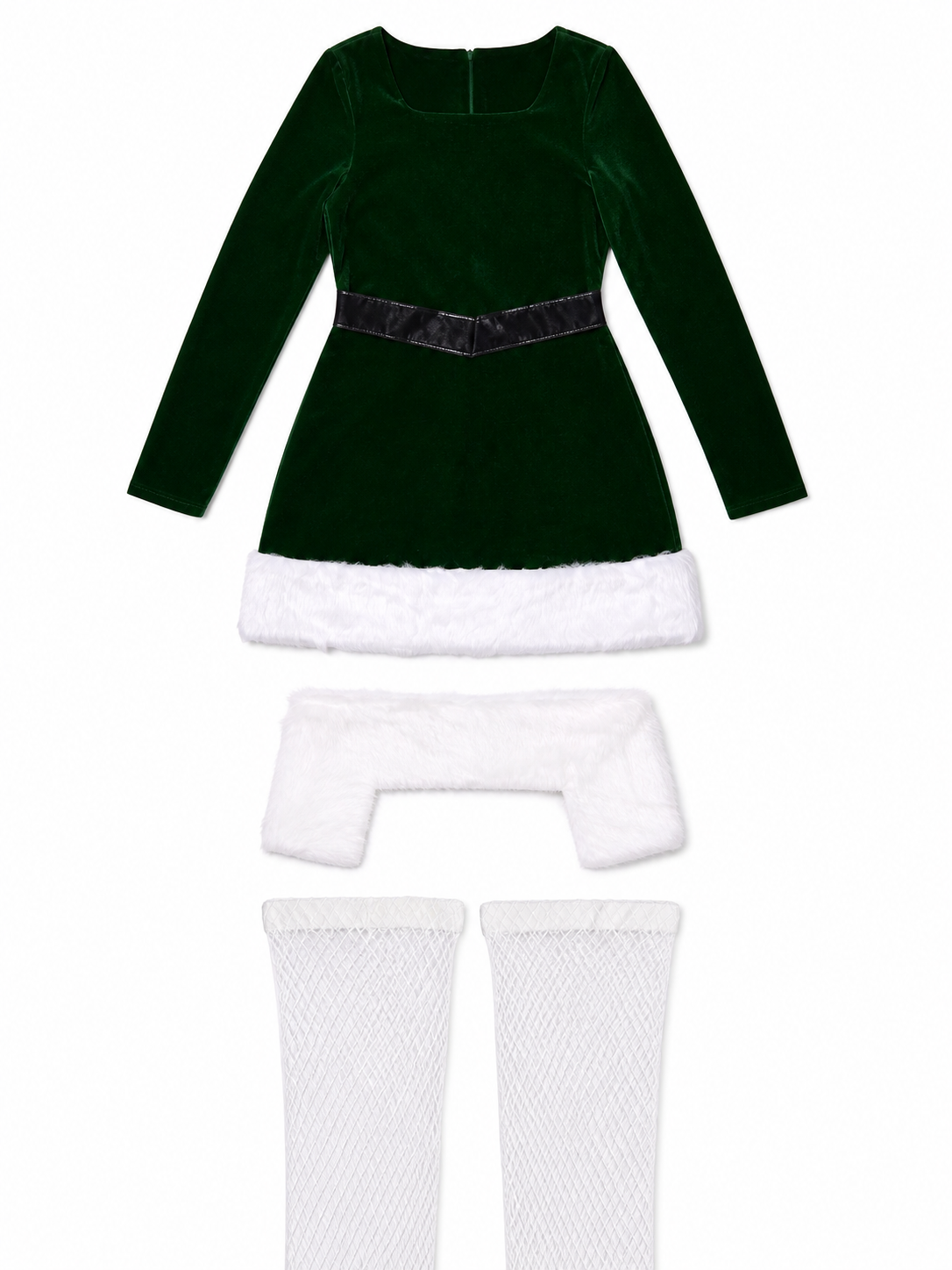 Christmas cosplay dress, green, with trim included items