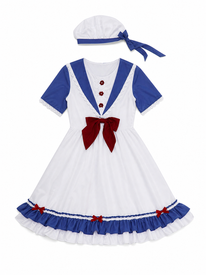 Cosplay Dress Costume with a Bow and Ruffles