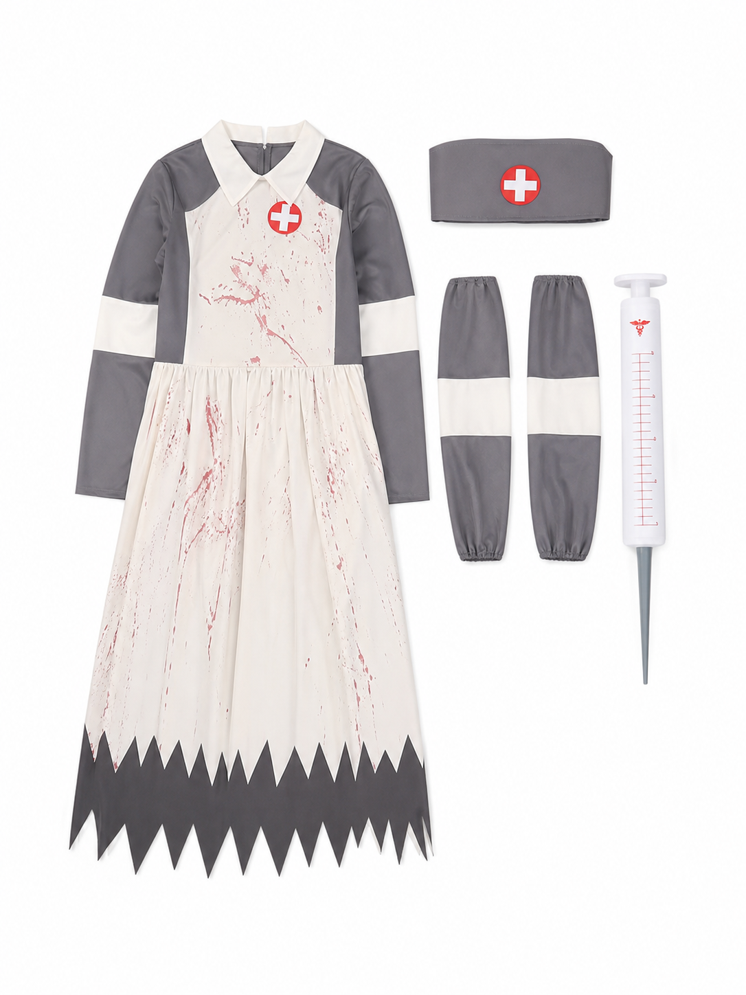 Halloween Horror Costume with Cap and Syringe