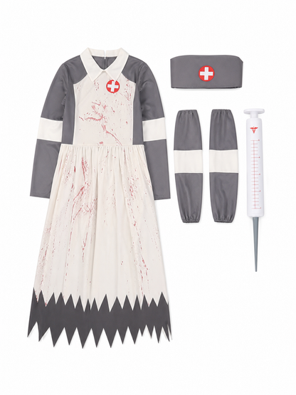 Halloween Horror Costume with Cap and Syringe