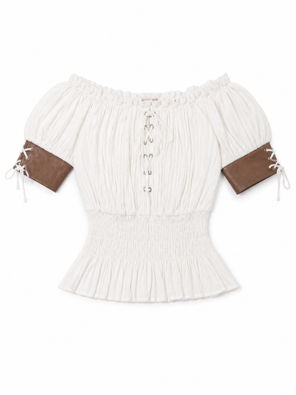 Off-the-Shoulder Blouse with Puff Sleeves