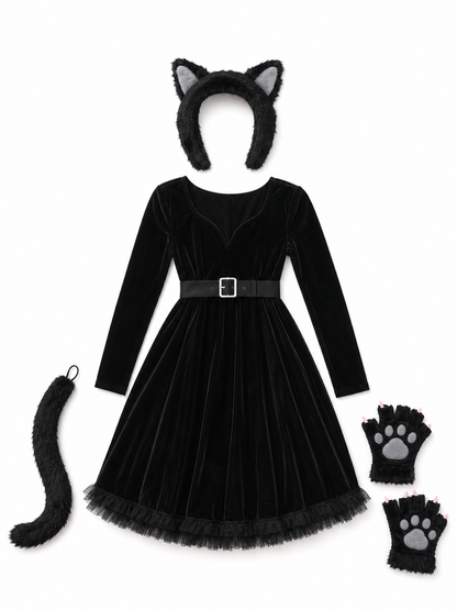 “Black Cat” costume dress for Halloween and cosplay