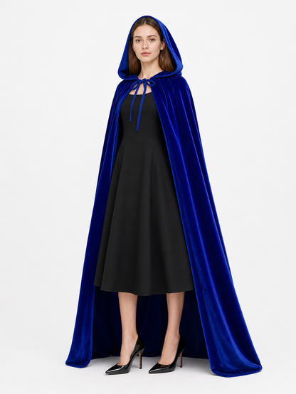 Long Blue Hooded Carnival Cape