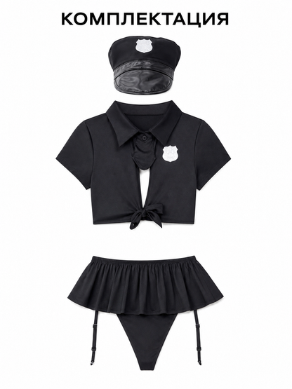 Police Role-Play Costume with Black Skirt