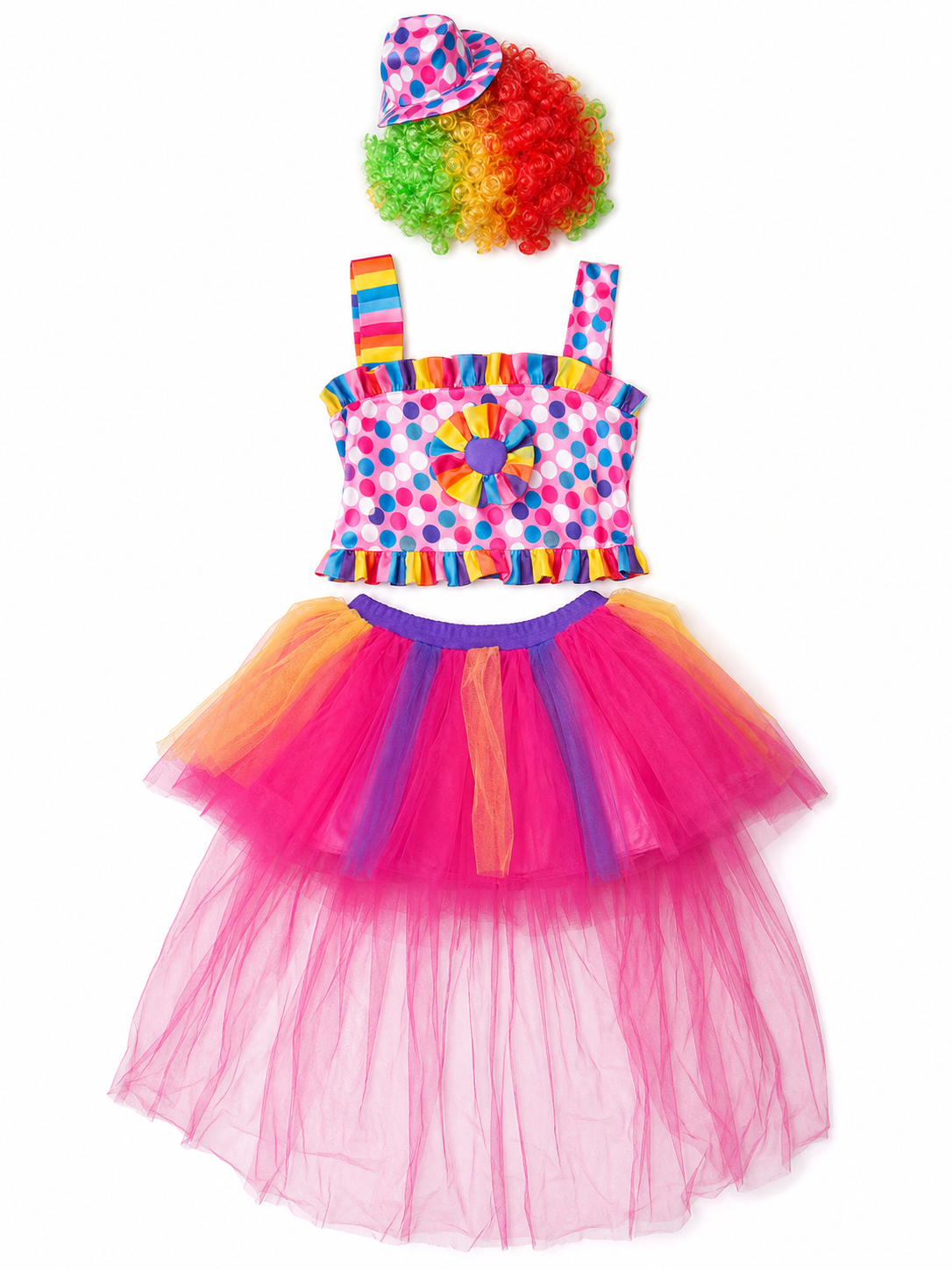 Carnival Clown Costume Dress with Hat