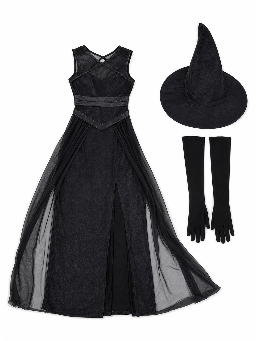 Halloween Witch Costume with Hat and Gloves