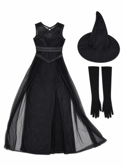 Halloween Witch Costume with Hat and Gloves