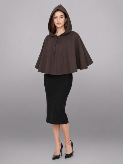 Dark Brown Hooded Costume Cloak