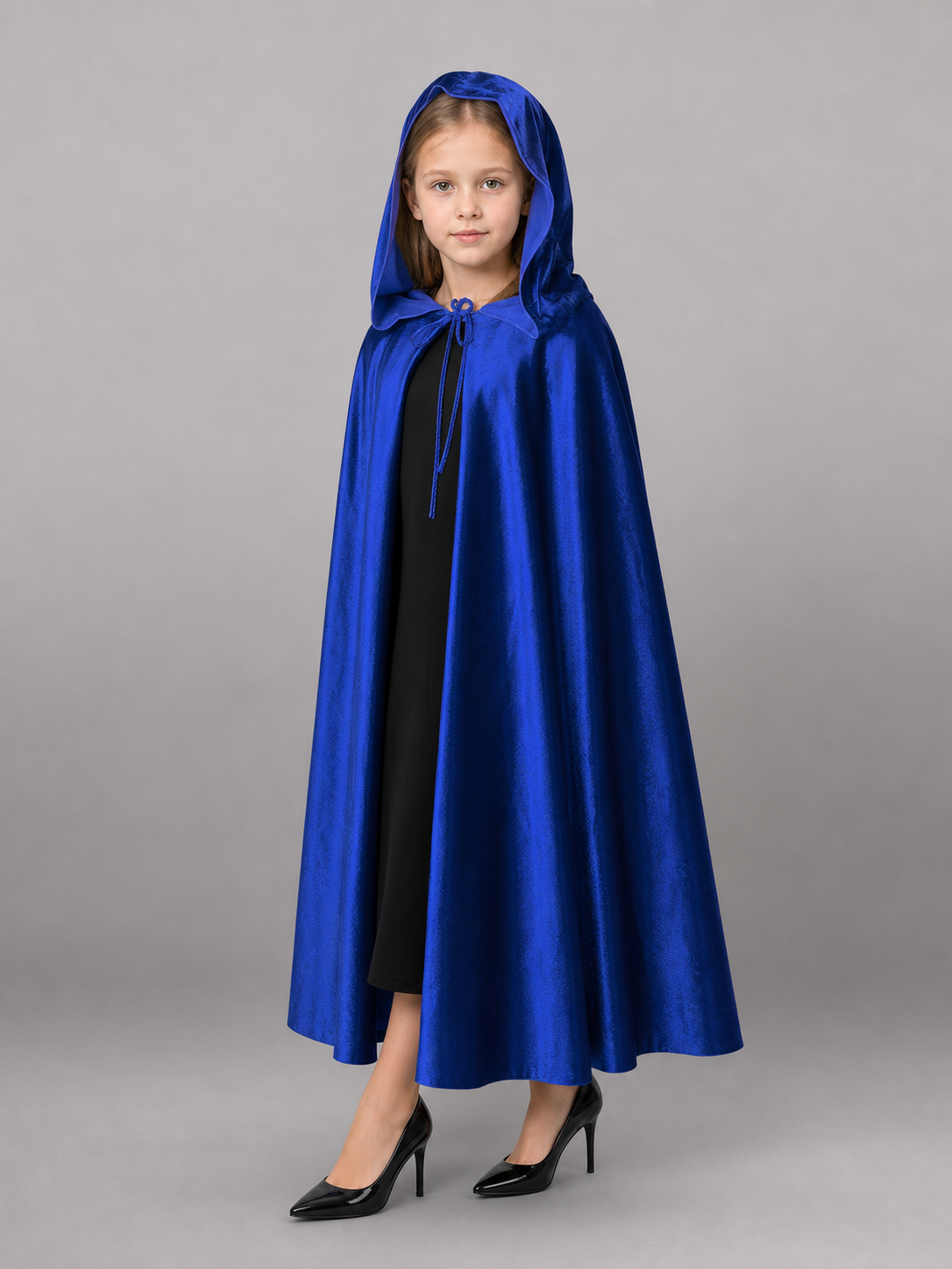 Velvet Hooded Cape, Royal Blue