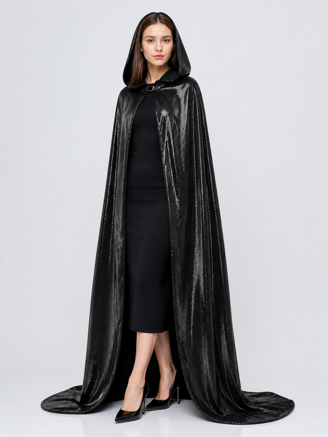 Black Gothic Hooded Carnival Cloak