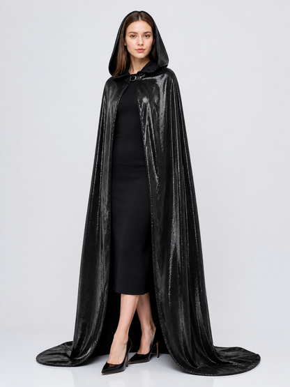 Black Gothic Hooded Carnival Cloak