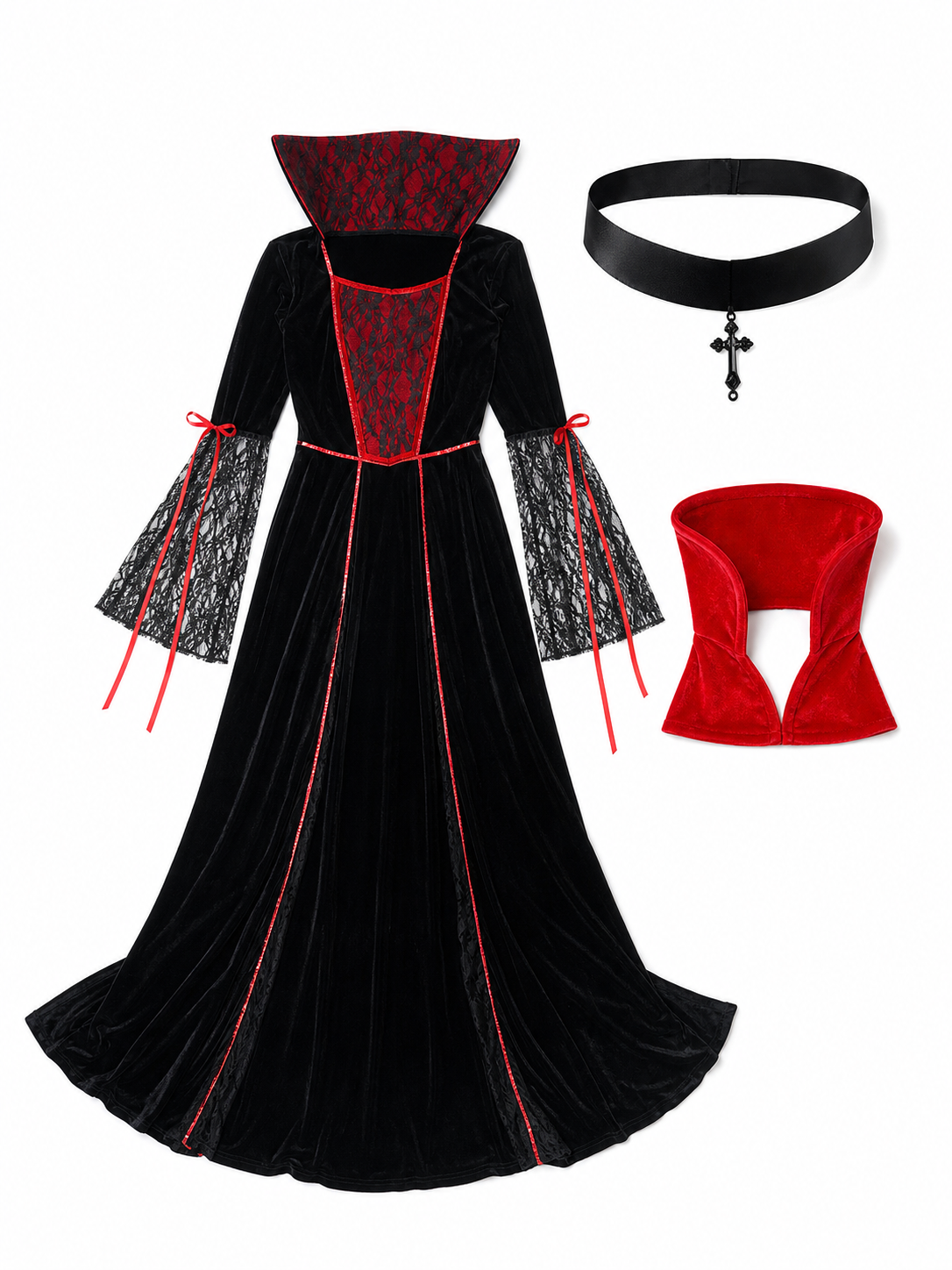 Gothic Cosplay Dress Costume with Choker included items 2