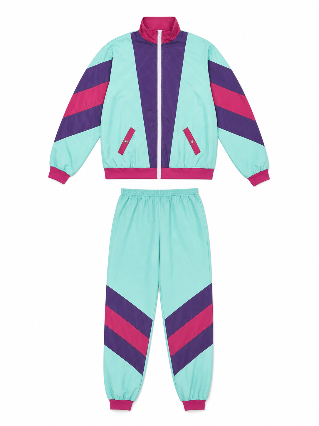 Colorful Jumpsuit with Stand Collar and Zipper