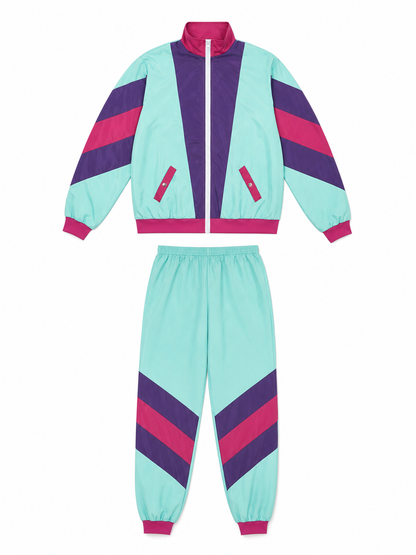 Colorful Jumpsuit with Stand Collar and Zipper