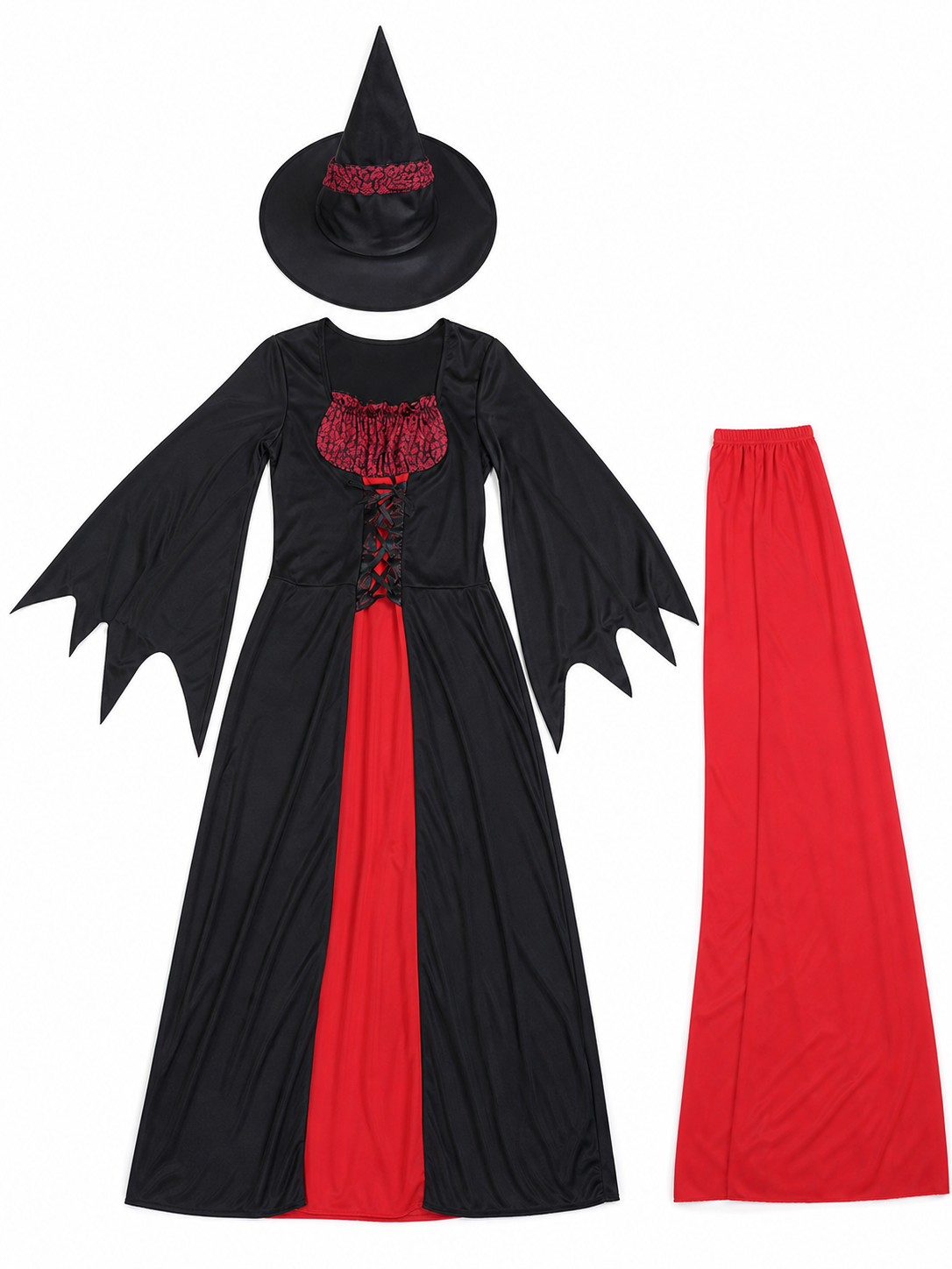 Halloween Witch Costume with Long Dress and Hat included items 2