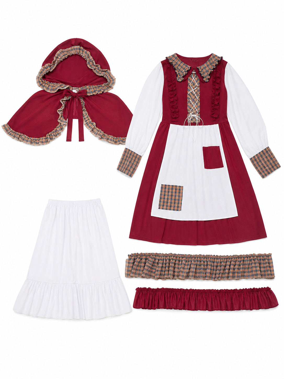 Little Red Riding Hood Costume: Dress with Apron and Cape