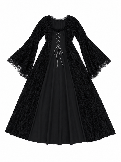 Historical Gothic Floor-Length Dress with Lace