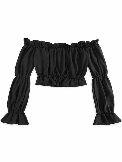 Cropped Off-the-Shoulder Top with Sleeves