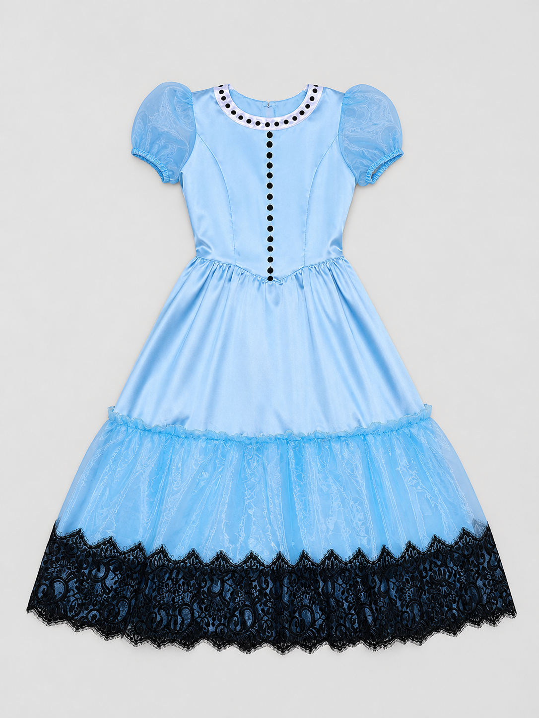 Alice Blue Dress with Full Skirt and Lace
