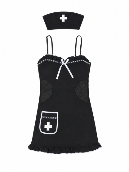 Medical Uniform: Black Dress with White Trim