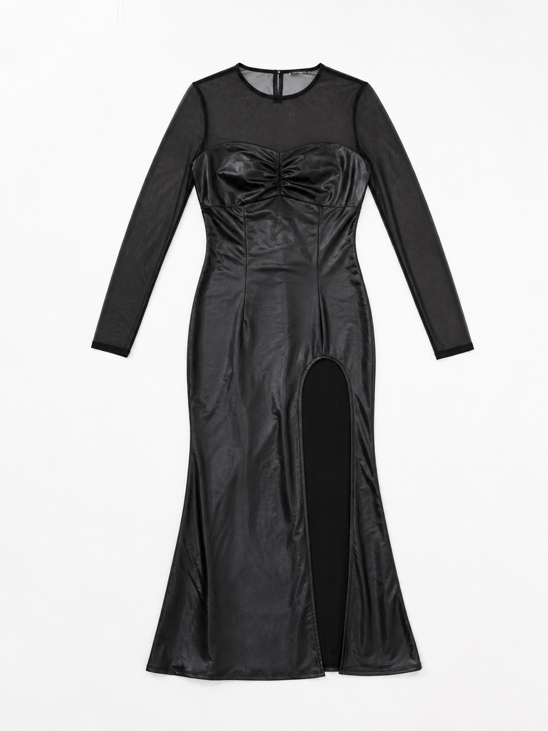 Witch Costume: Black Dress with Slit and Sleeves