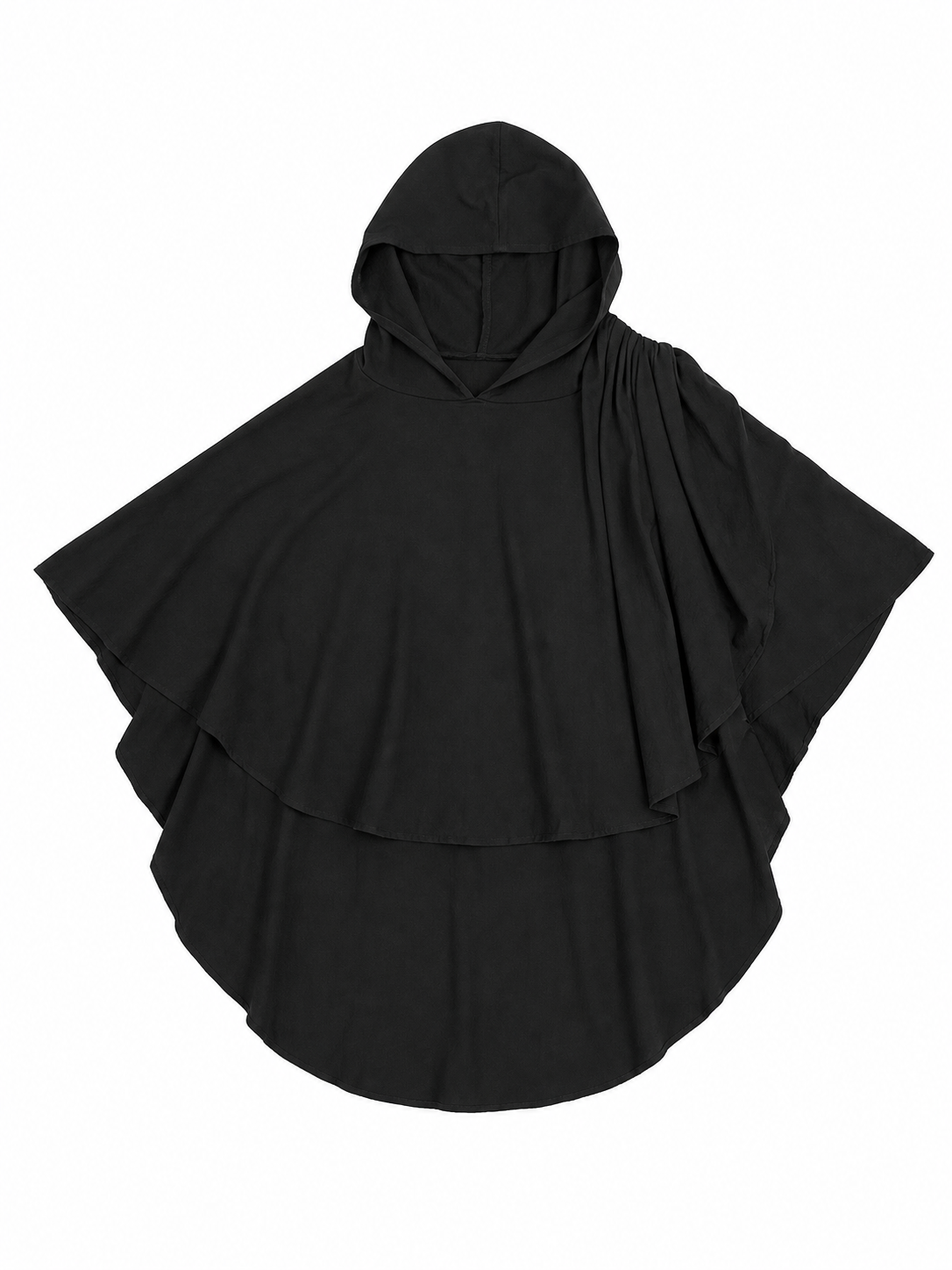 Women's Gothic Hooded Cape Cloak for Halloween Cosplay, Black Flowing Draped