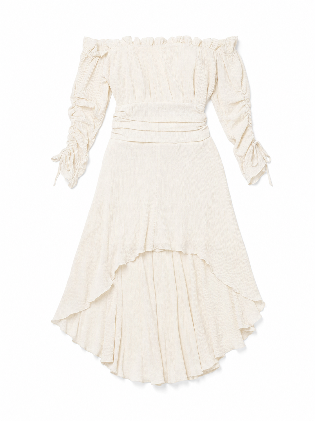 Long Off-the-Shoulder Dress with an Asymmetrical Hem