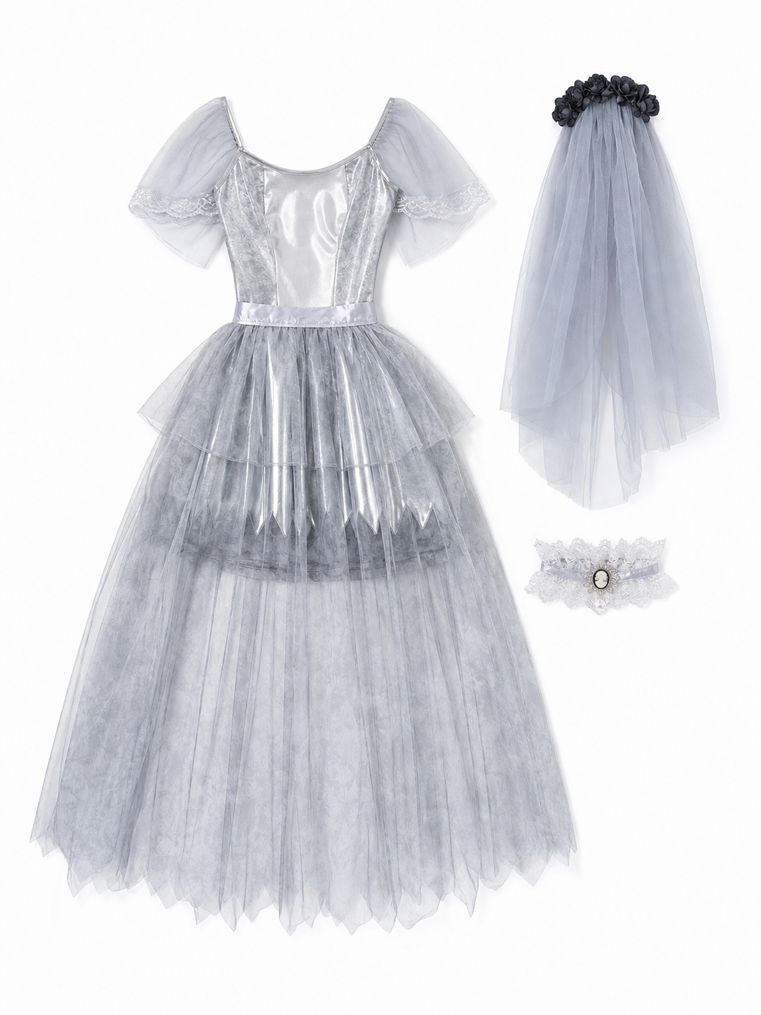 Halloween Cosplay Dress with a Ripped Skirt