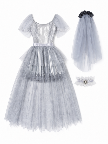 Halloween Cosplay Dress with a Ripped Skirt