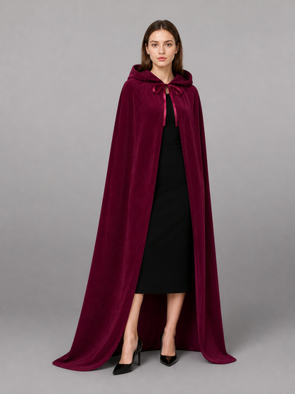 Burgundy Hooded Carnival Cloak for Cosplay