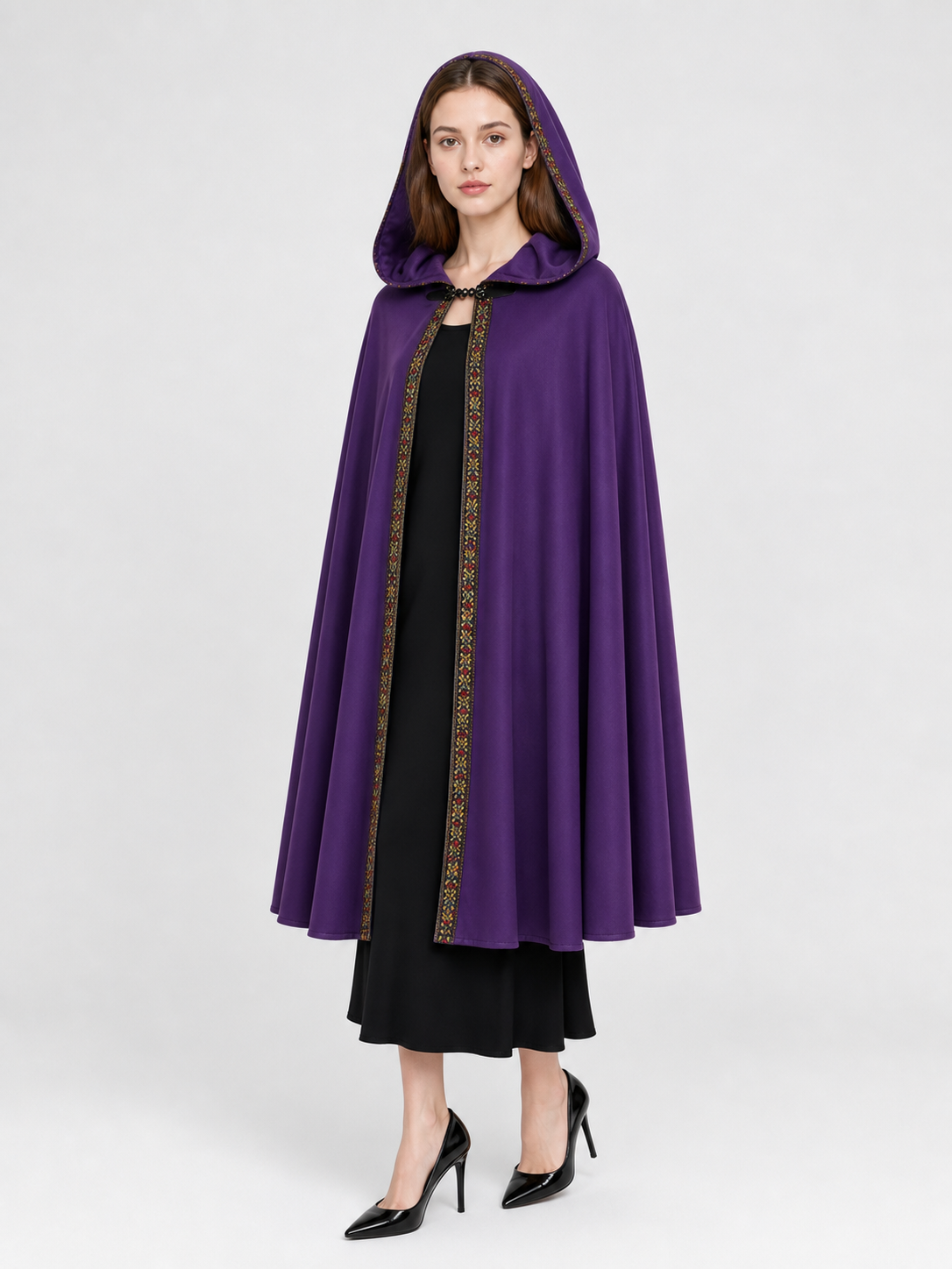 Purple Hooded Velvet Costume Cape product view 60