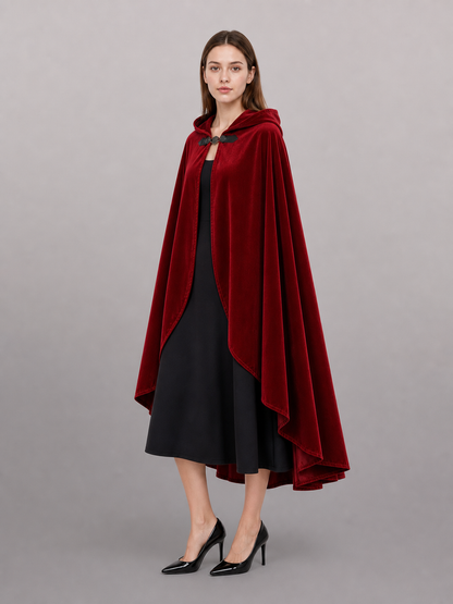 Red medieval carnival cloak with hood