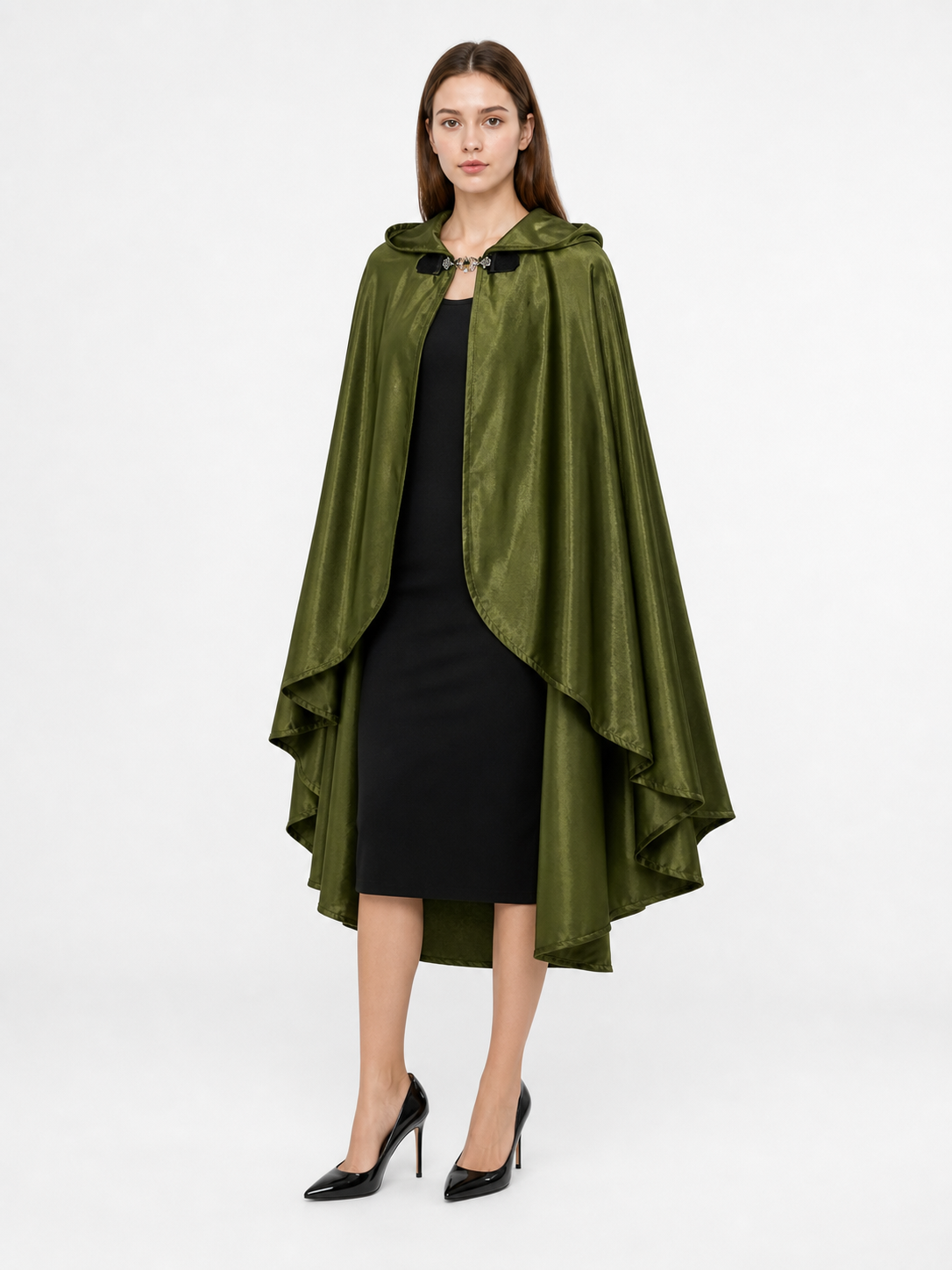 Green Costume Cloak with a Large Hood