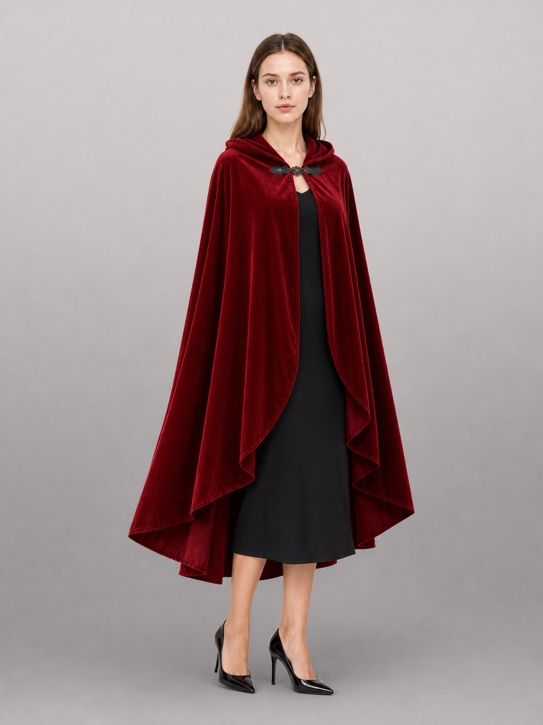 Red medieval carnival cloak with hood